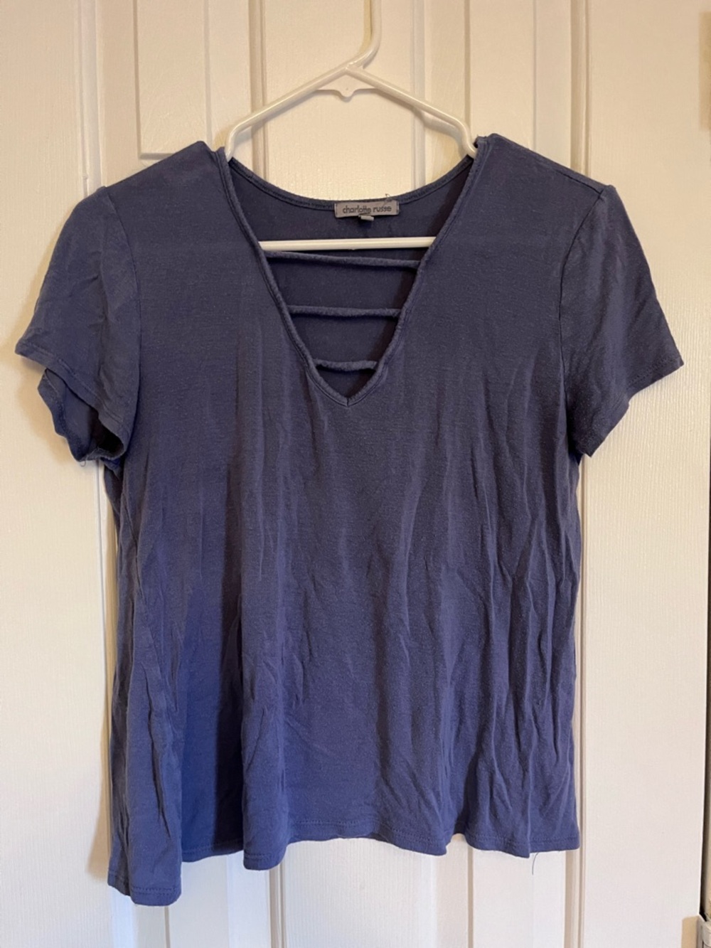 Charlotte Russe Purple Casual V-Neck Top Women's Size M